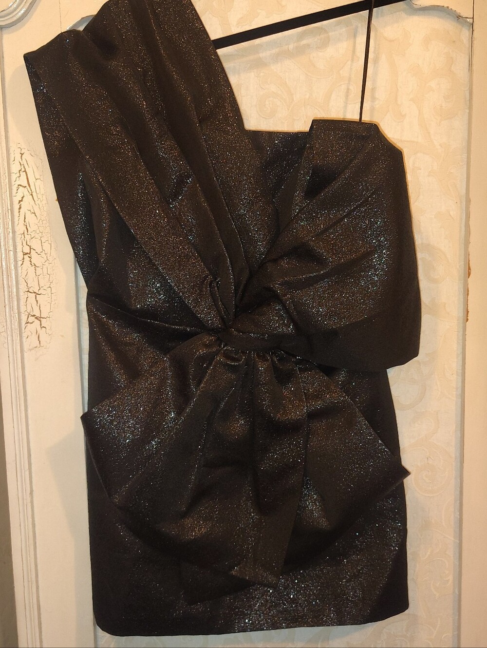 Black H&M One-Shoulder Bow Formal Mini Dress